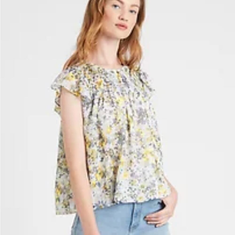 Banana Republic floral smocked blouse woman's size XS Floral Print BOHO